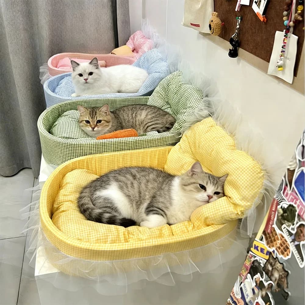 Cama de Princesa con Encaje para Mascotas — Lavable, 4 Estaciones