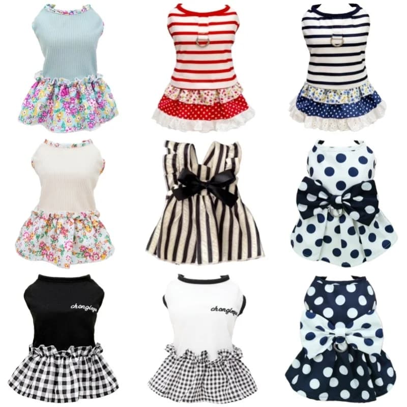 Vestido Floral con Volantes para Perros — 10 Colores, Tallas XS-XL
