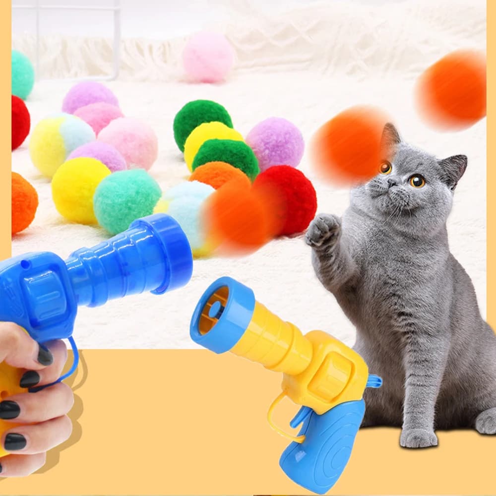 Pack de Pelotas de Peluche para Gatos — Con Lanzador