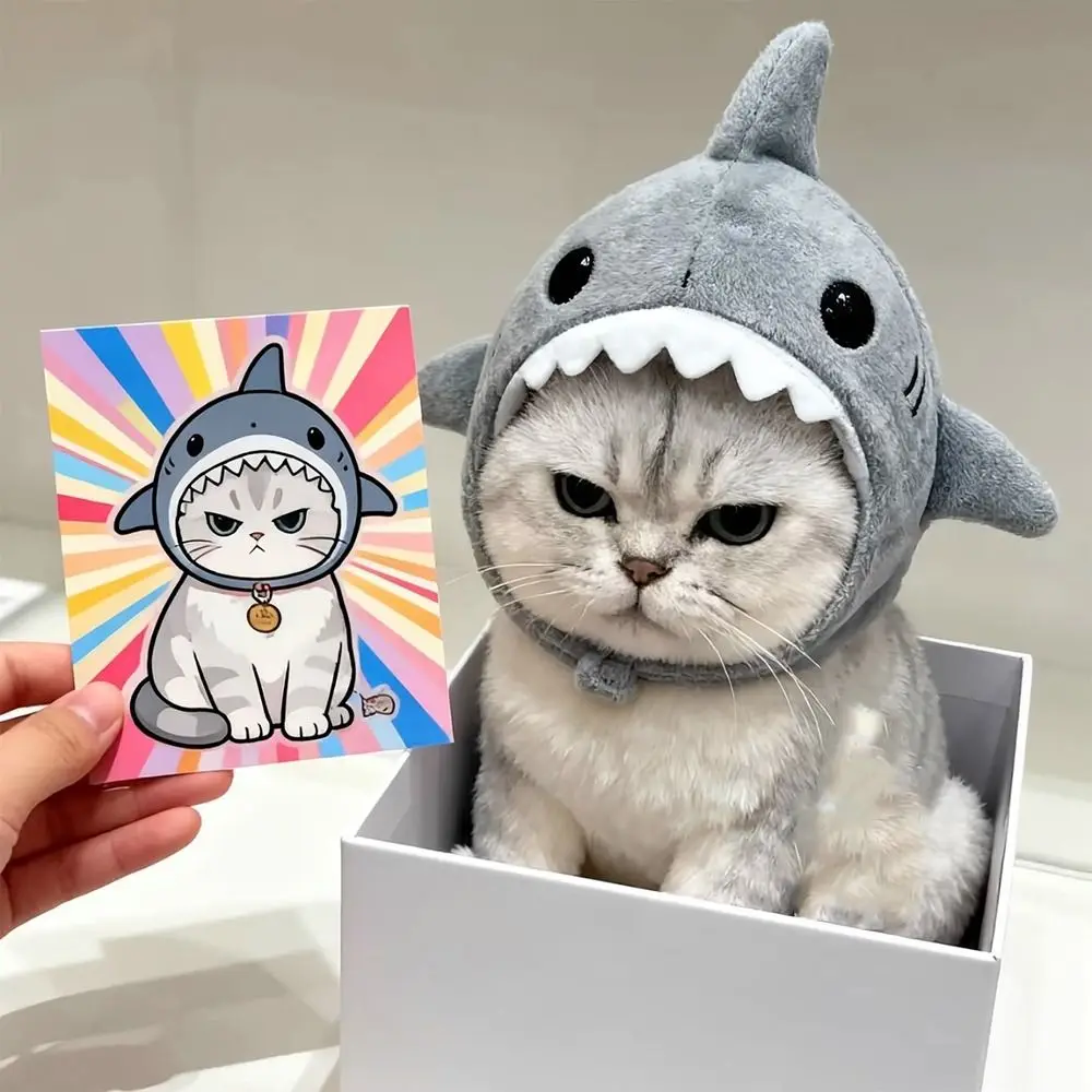 Gorro Tiburón Ajustable para Gatos — Foto Perfecta Garantizada
